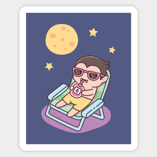 Cute Vampire Chilling And Enjoying A Moonbath Funny Sticker